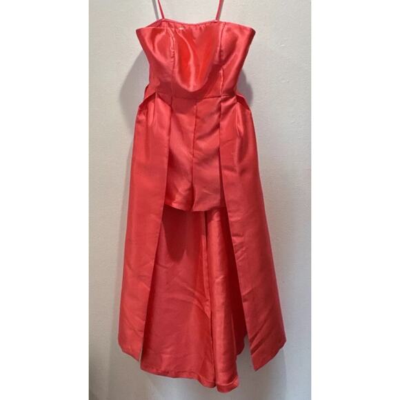 HUTCH Romper Women’s Size 6 Gazar Hot Coral Train Anthropologie Strapless RARE - Picture 2 of 8